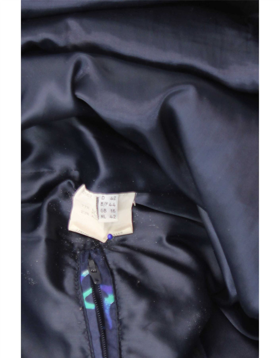 FUCHS & SCHMITT Wattierte Damenjacke mit Kapuze, UK 16, groß, marineblau, geometrisch