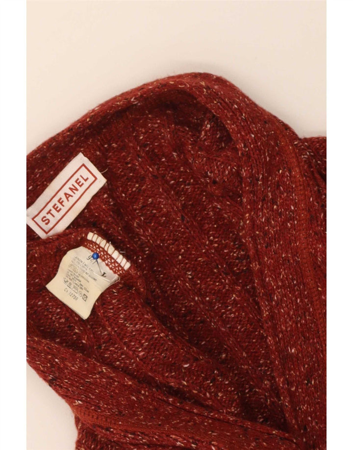 Stefanel Damen-Cardigan-Pullover UK 16 Große rot gefleckte Wolle