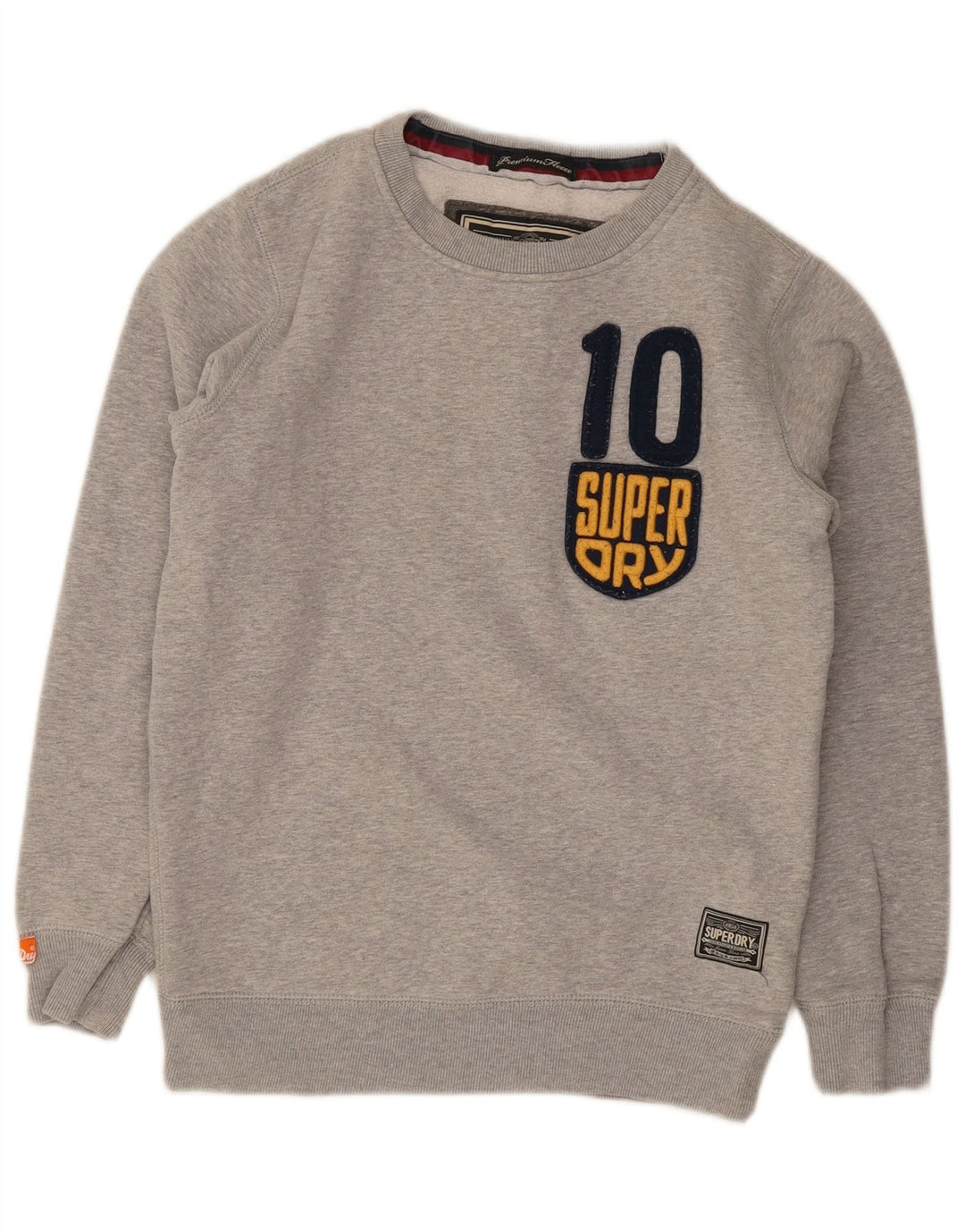 Superdry Herren-Sweatshirt mit grafischem Muster, Größe S, grau gesprenkelte Baumwolle