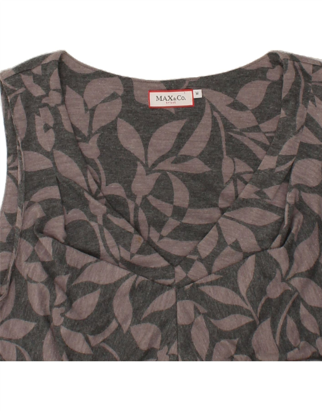 MAX & CO. Womens Sleeveless A-Line Dress UK 12 Medium Grey Floral Vintage Max & Co. and Second-Hand Max & Co. from Messina Hembry 