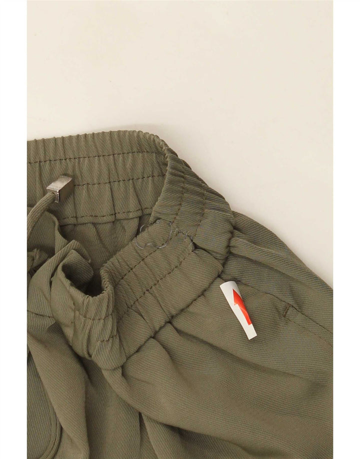 Zara Damen Tapered Cropped-Hose, Größe L, W32, L24, Khaki, Polyester