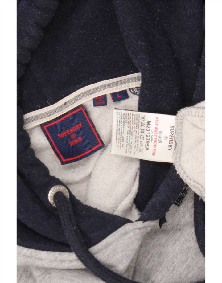 Superdry Herren-Kapuzenpullover, groß, graue Farbblock-Baumwolle