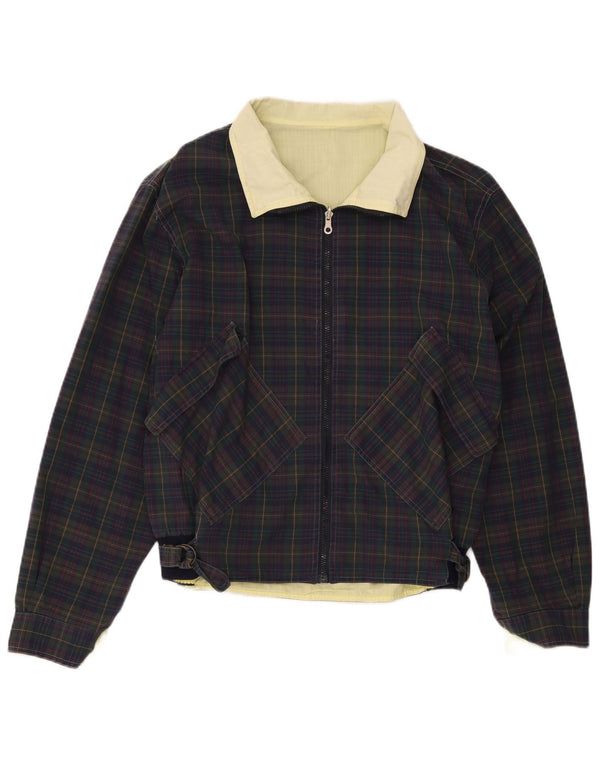 Vintage Herren Bomberjacke UK 36 Small Navy Blue Check