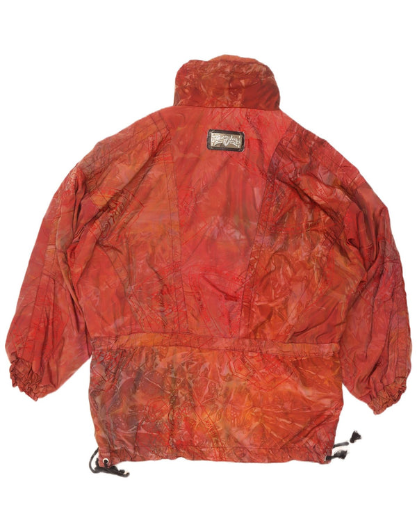 Vintage Damen Anorakjacke mit abstraktem Muster, lockere Passform, UK 44, 2XL, Rot