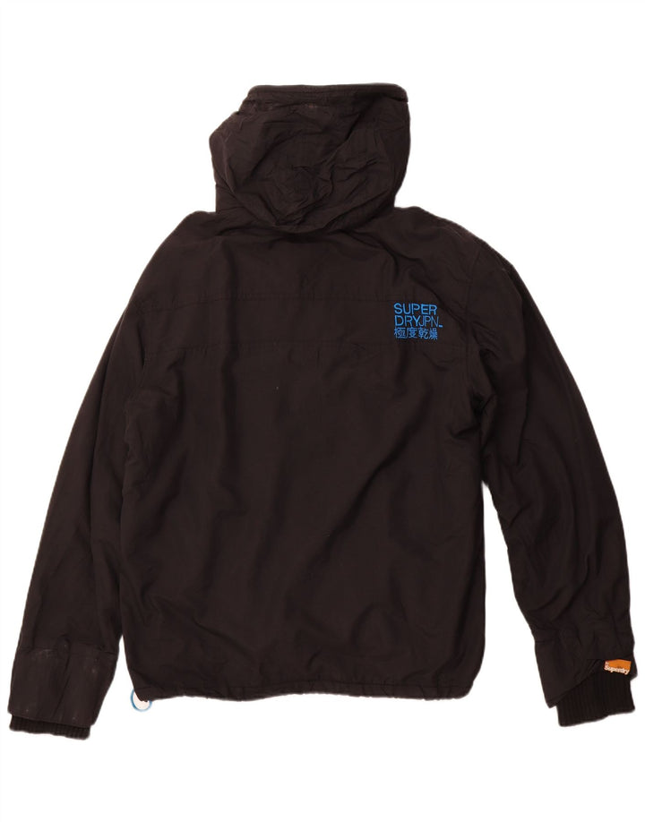 SUPERDRY Herren Windcheater Kapuzen-Windjacke UK 42 XL Schwarzes Nylon