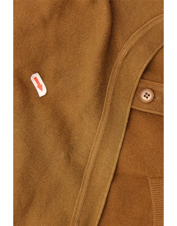 BENETTON Herren-Strickjacke IT 48 Mittelbraune Lammwolle