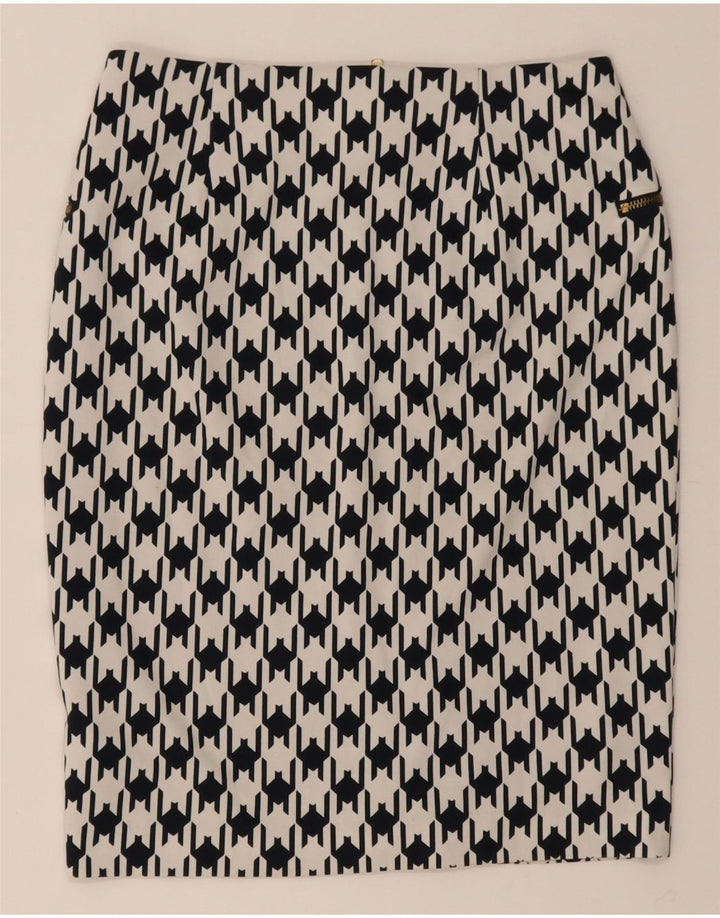 Michael Kors Damen Bleistiftrock US 4 Small W27 Schwarzer Hahnentritt-Polyester