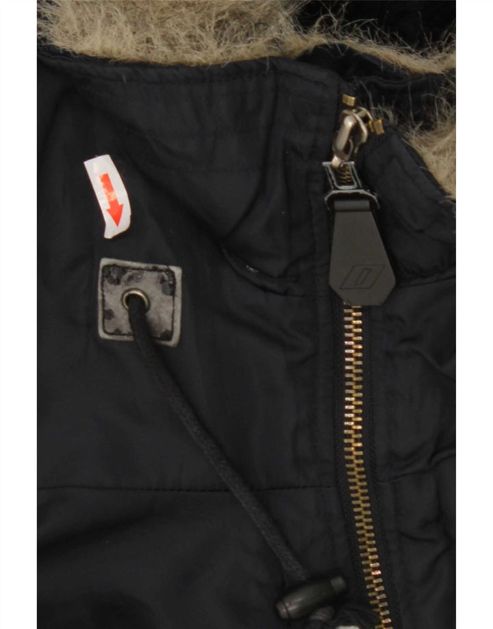 Dkny Damen-Bomberjacke mit Kapuze, UK 16, Größe L, marineblaues Nylon