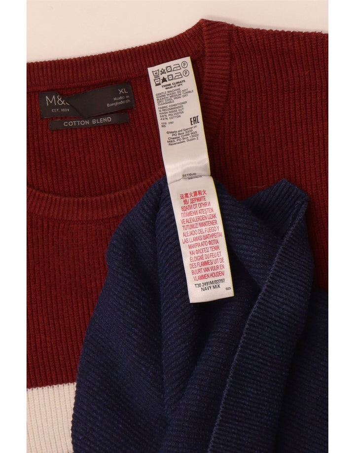 Marks & Spencer Herren-Pullover mit Rundhalsausschnitt, XL, Marineblau, Farbblock