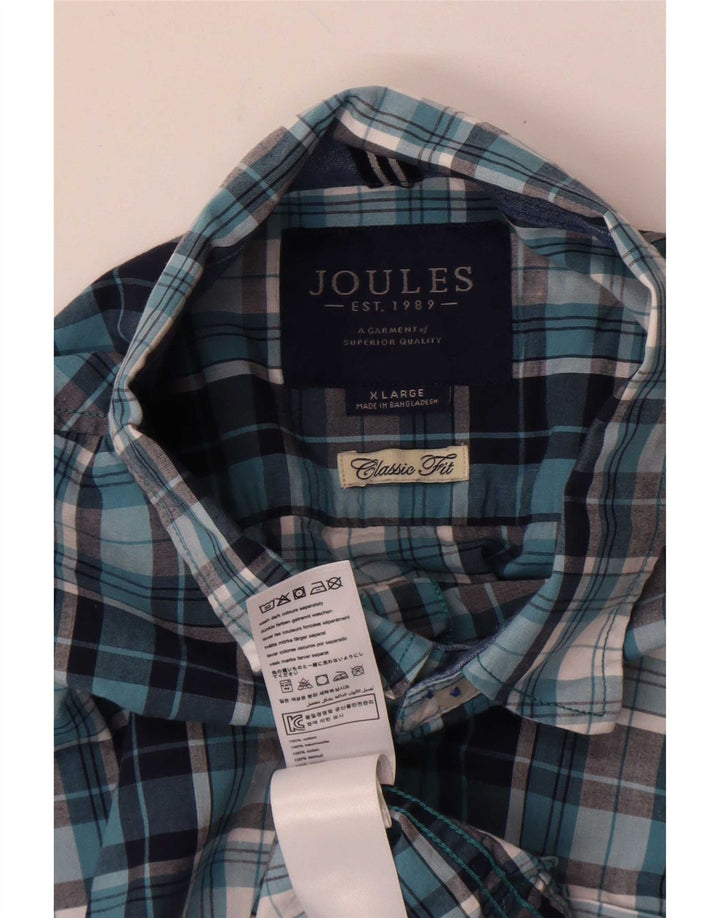 Joules Herren-Hemd mit klassischer Passform, XL, blau kariert, Baumwolle