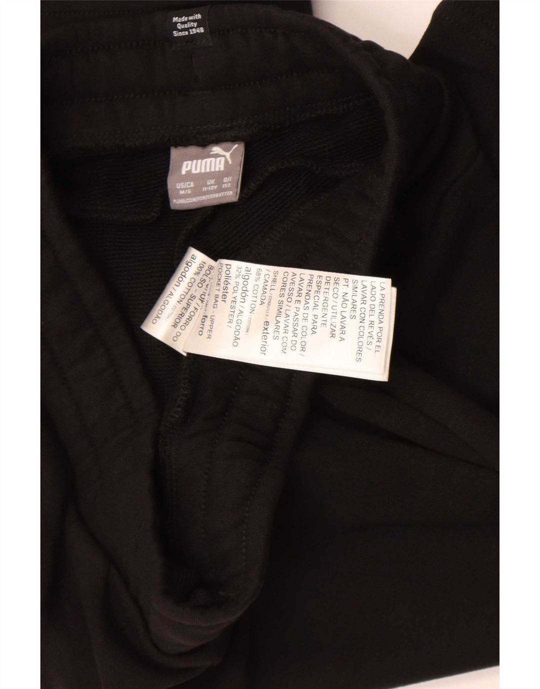 Puma Jungen Sportshorts 11–12 Jahre, schwarze Baumwolle