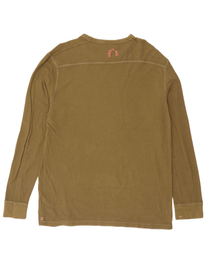 Scotch & Soda Herren-Top, langärmelig, groß, Khaki, Baumwolle