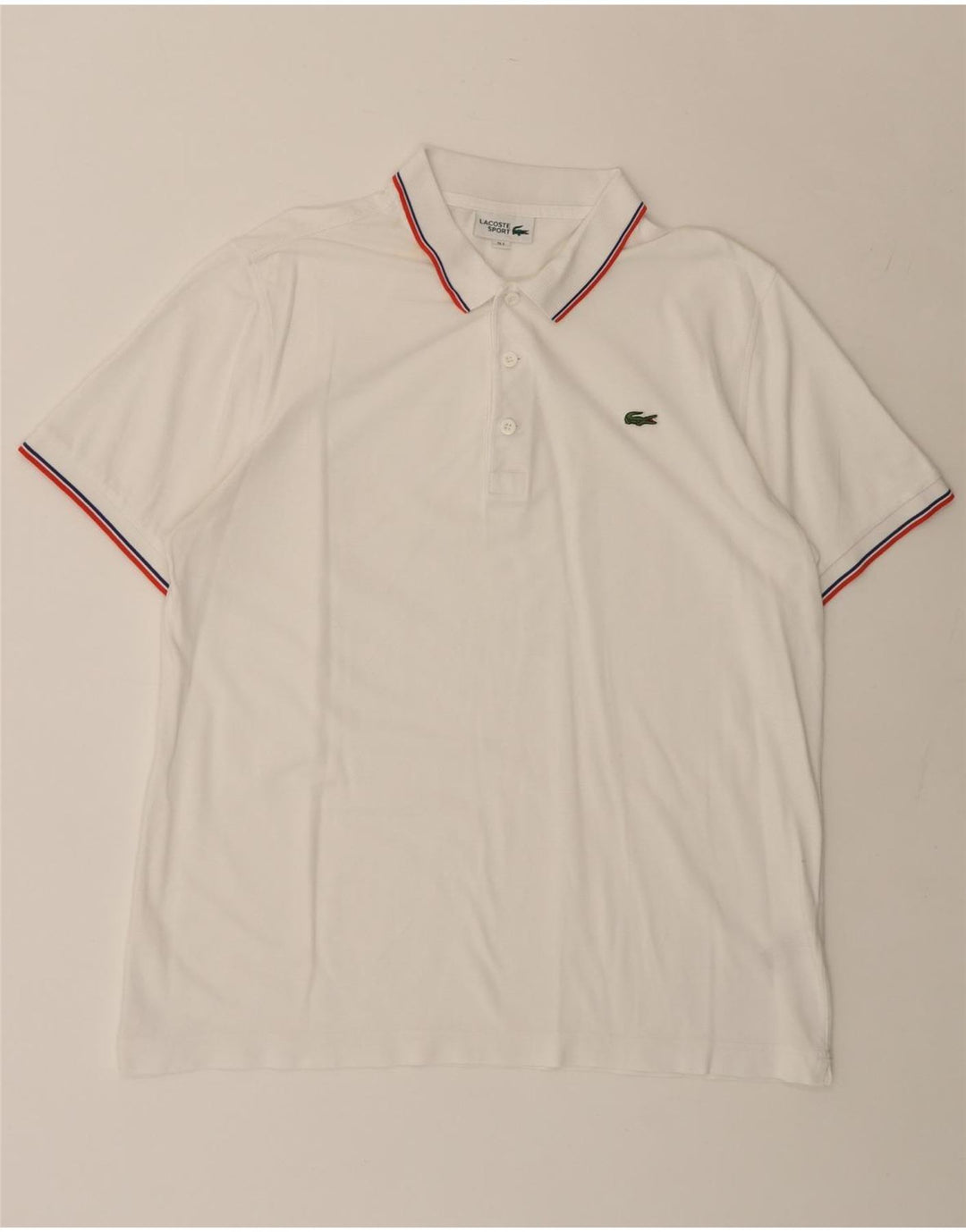 LACOSTE Herren-Poloshirt, Größe 5, groß, weiße Baumwolle