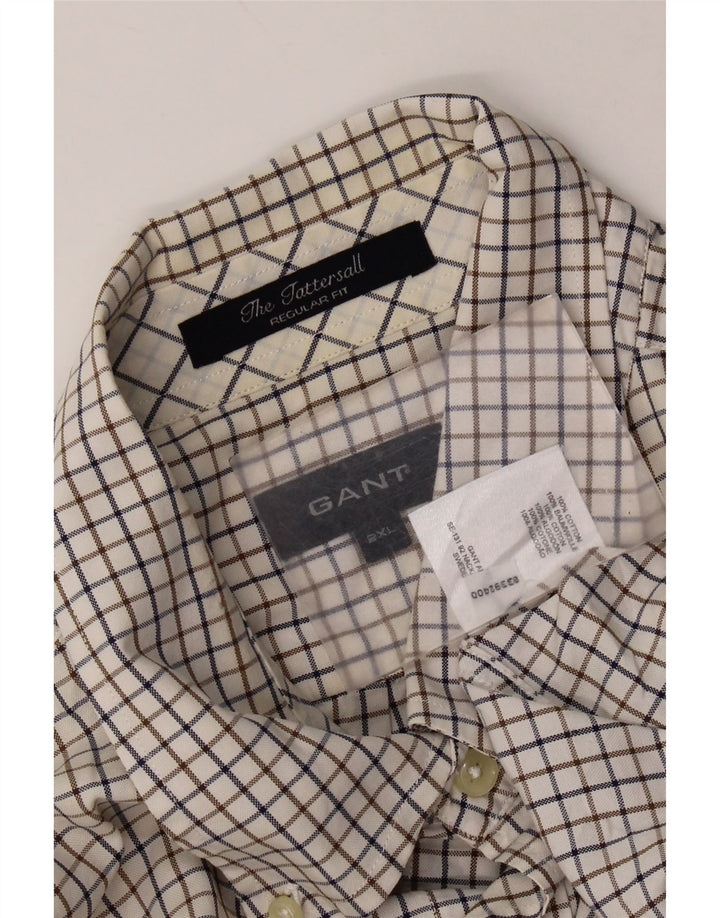 Gant Herren-Hemd, reguläre Passform, 2XL, weiß kariert, Baumwolle
