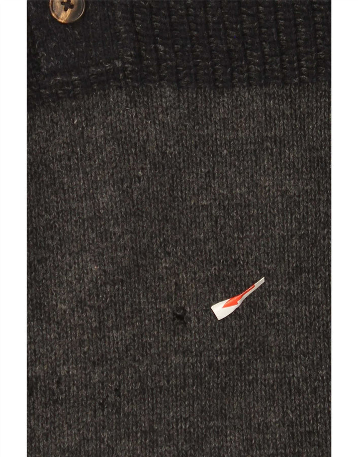 Massimo Dutti Herren-Pullover mit Knopfkragen, XL, Grau meliert