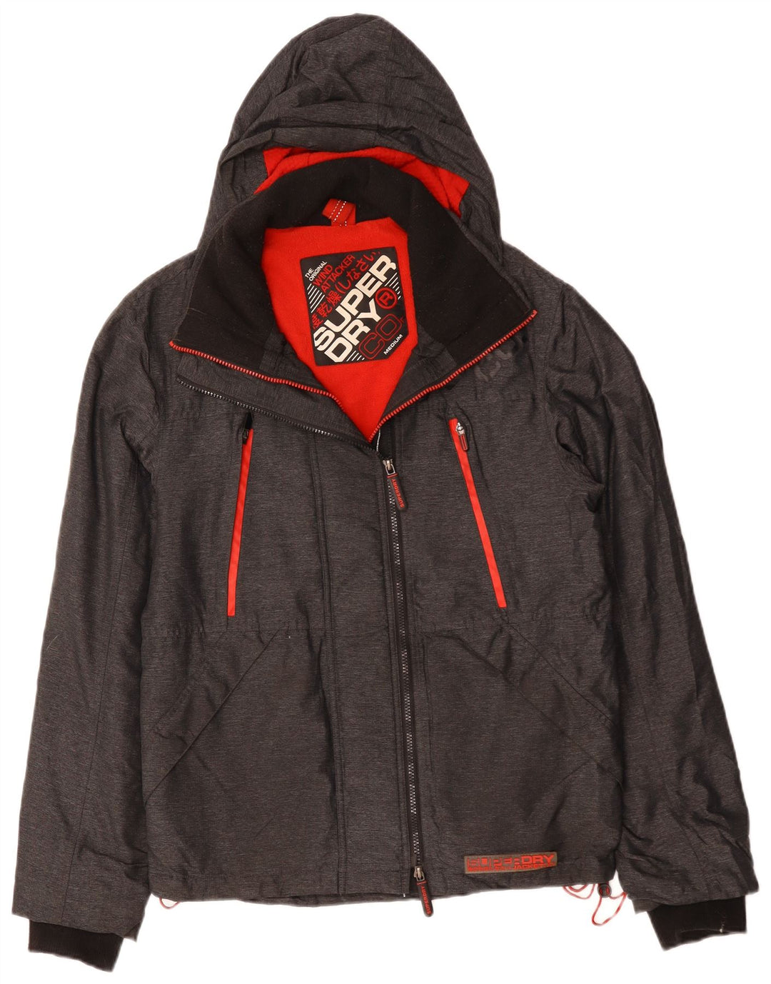 SUPERDRY Herren-Windjacke mit Kapuze, UK 38, Mittelgrau, Polyester