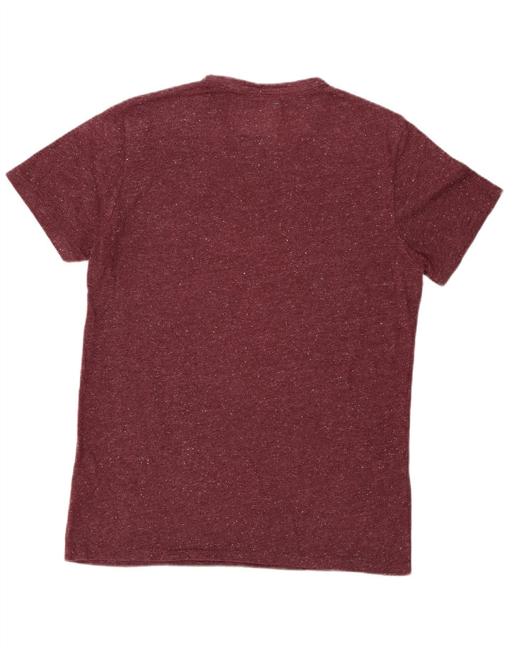 SUPERDRY Herren Grafik-T-Shirt-Oberteil XL aus bordeauxrot gesprenkelter Baumwolle