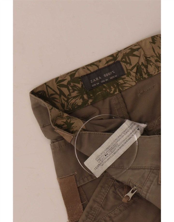 Zara Herren Cargoshorts EU 38 Small W30 Khaki Baumwolle