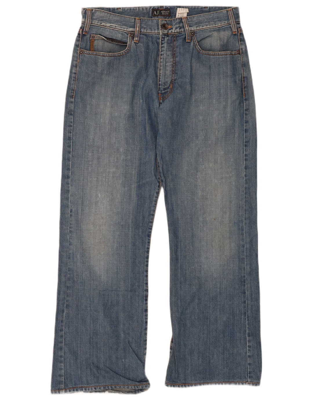 ARMANI Herren Graphic Straight Jeans W34 L30 Blaue Baumwolle