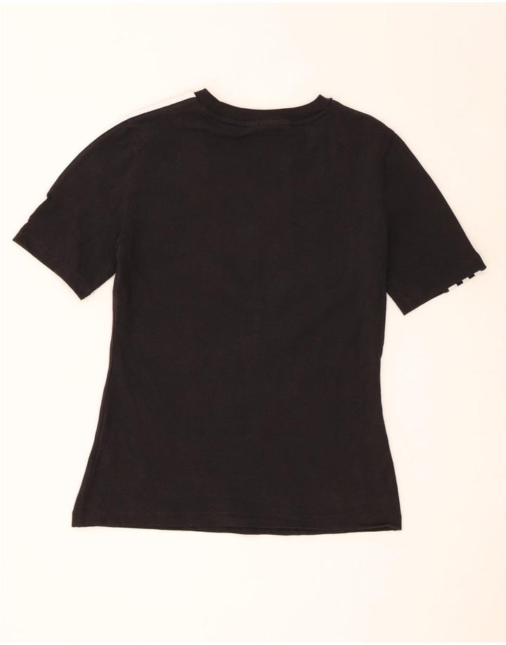 Adidas Damen T-Shirt Top UK 14 Medium Schwarz Baumwolle