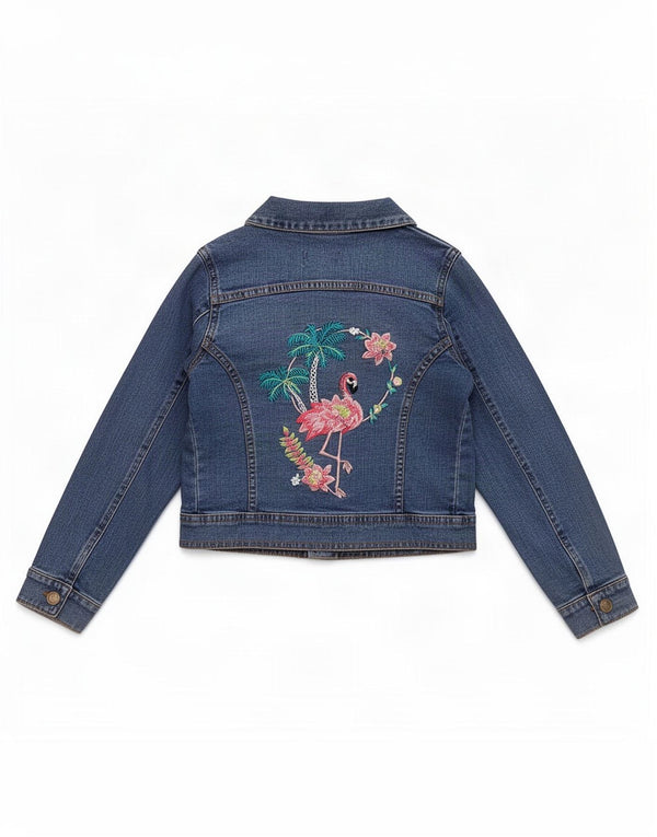 Monsoon Jeansjacke für Mädchen, 7–8 Jahre, blau geblümt, Baumwolle