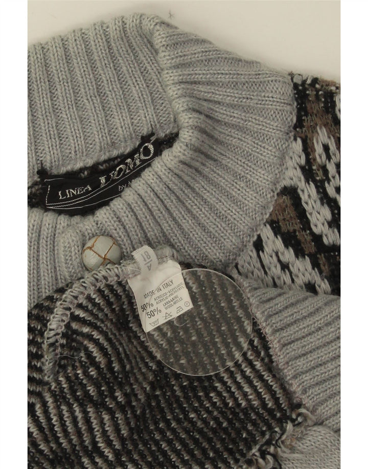LINEA Herren-Strickjacke, groß, grau, geometrisch, Acryl