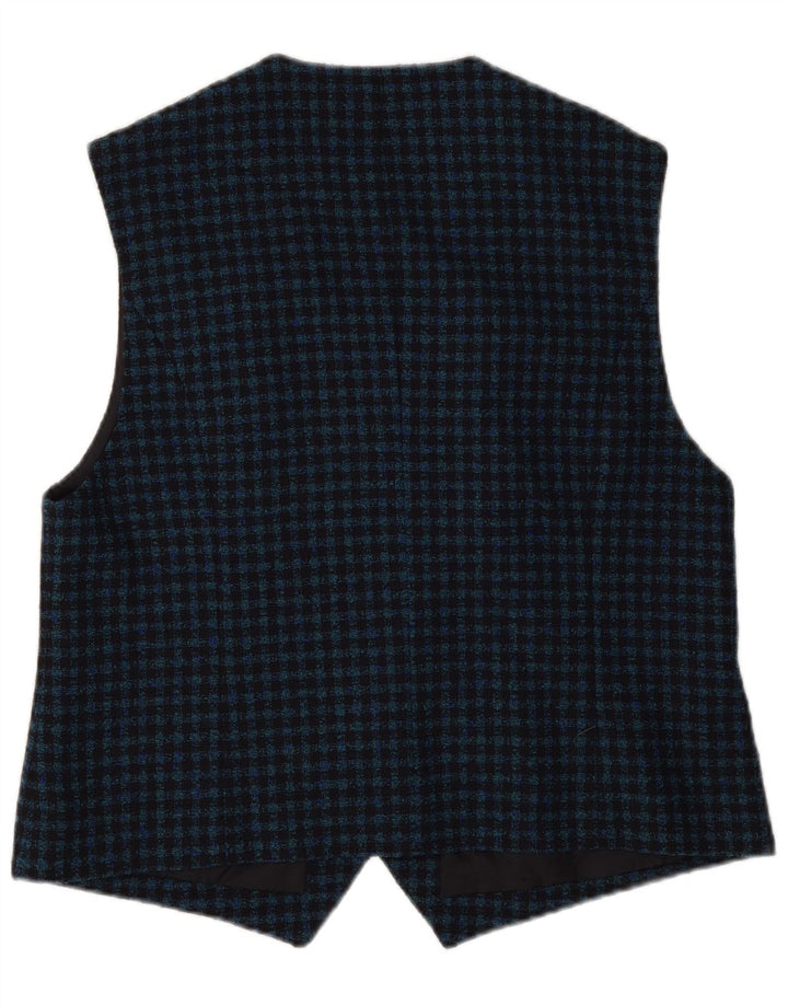 Delmod Damen Weste EU 44 XL Marineblau Gingham Schurwolle