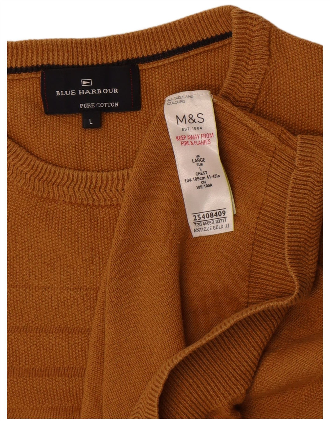Marks & Spencer Herren-Pullover „Harbor“ mit Rundhalsausschnitt, Blau, Größe L, Gold