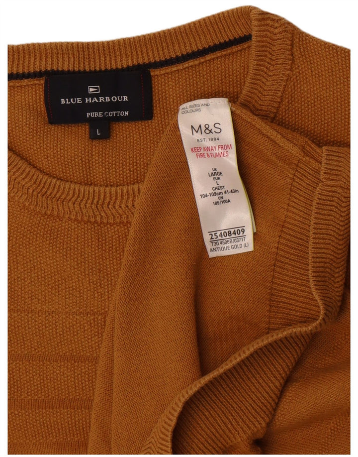 Marks & Spencer Herren-Pullover „Harbor“ mit Rundhalsausschnitt, Blau, Größe L, Gold