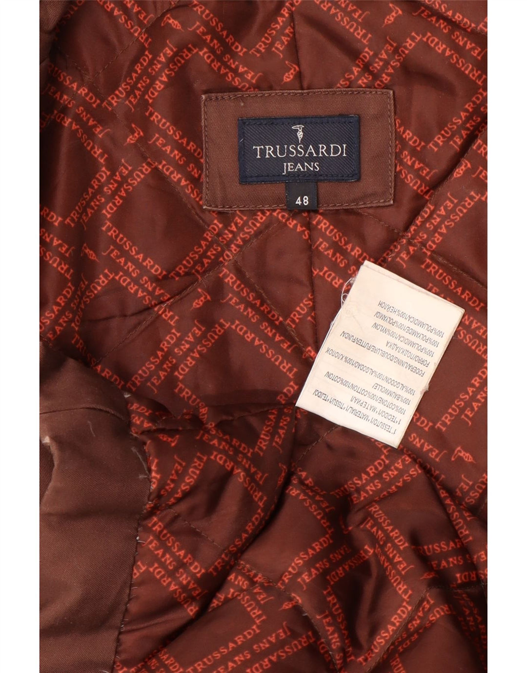 Trussardi Jeans Damen Mantel IT 48 XL Braun Baumwolle