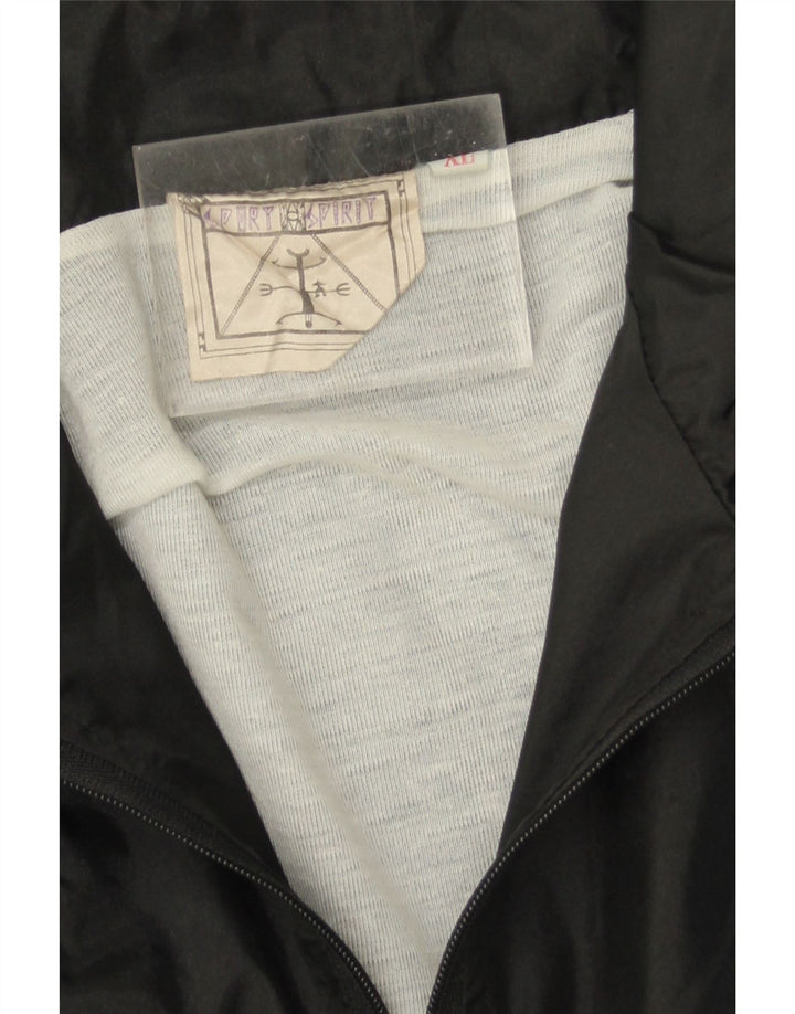 Vintage Herren-Trainingsanzug-Top-Jacke XL, schwarzes Colourblock-Polyamid
