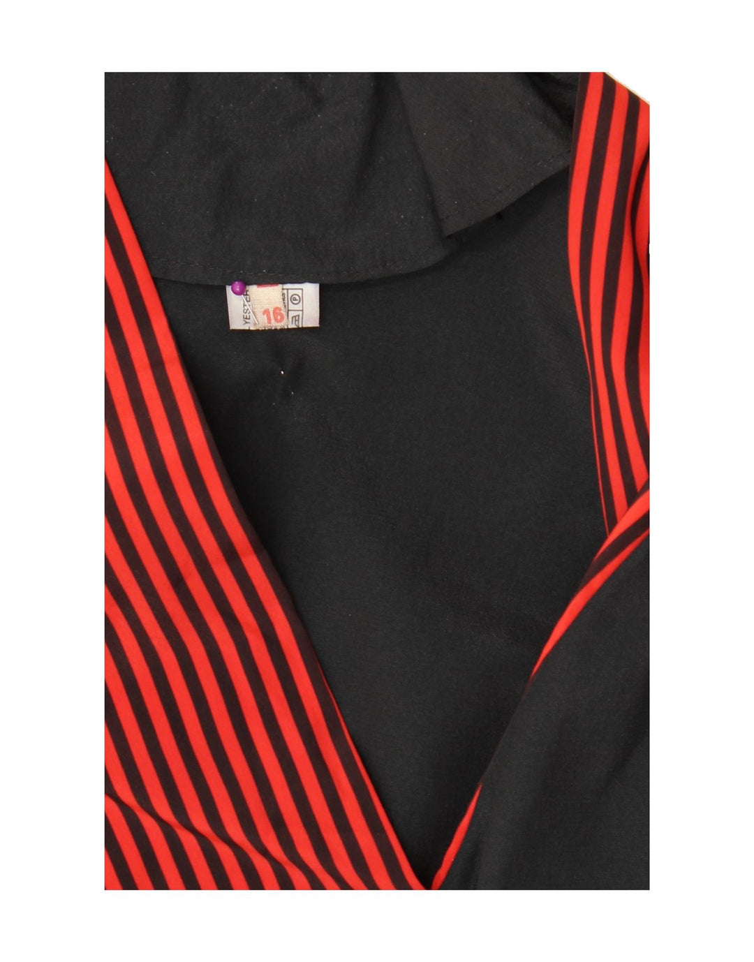 VINTAGE Womens 4 Button Blazer Jacket UK 16 Large Black Striped Polyester Vintage Vintage and Second-Hand Vintage from Messina Hembry 