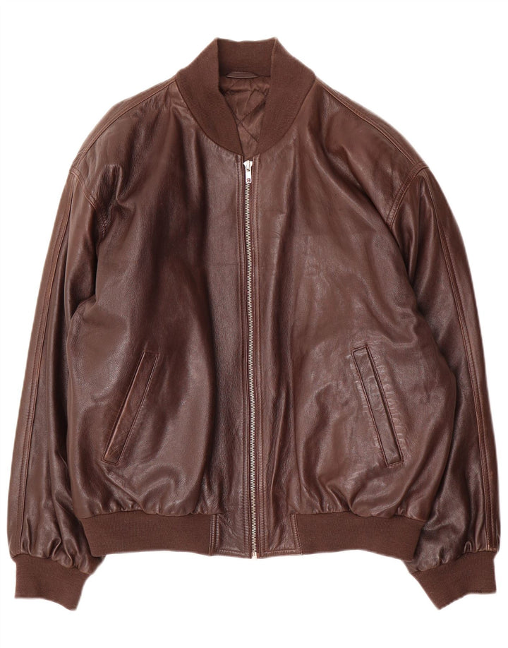 Vintage Herren Bomber Lederjacke IT 48 Mittelbraunes Leder