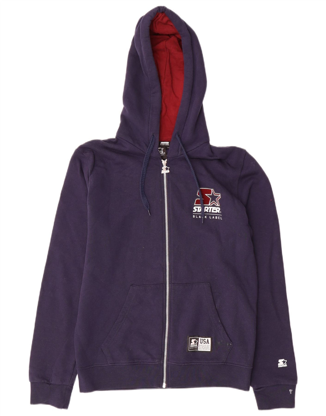 Starter Herren-Kapuzenpullover mit Reißverschluss, mittelmarineblaue Baumwolle