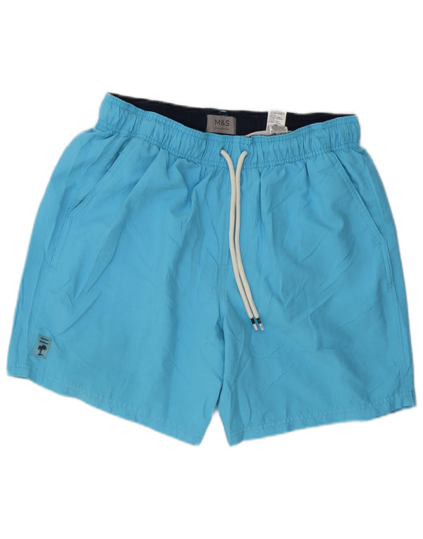 Marks & Spencer Mens Swimming Shorts Medium Blue Polyester