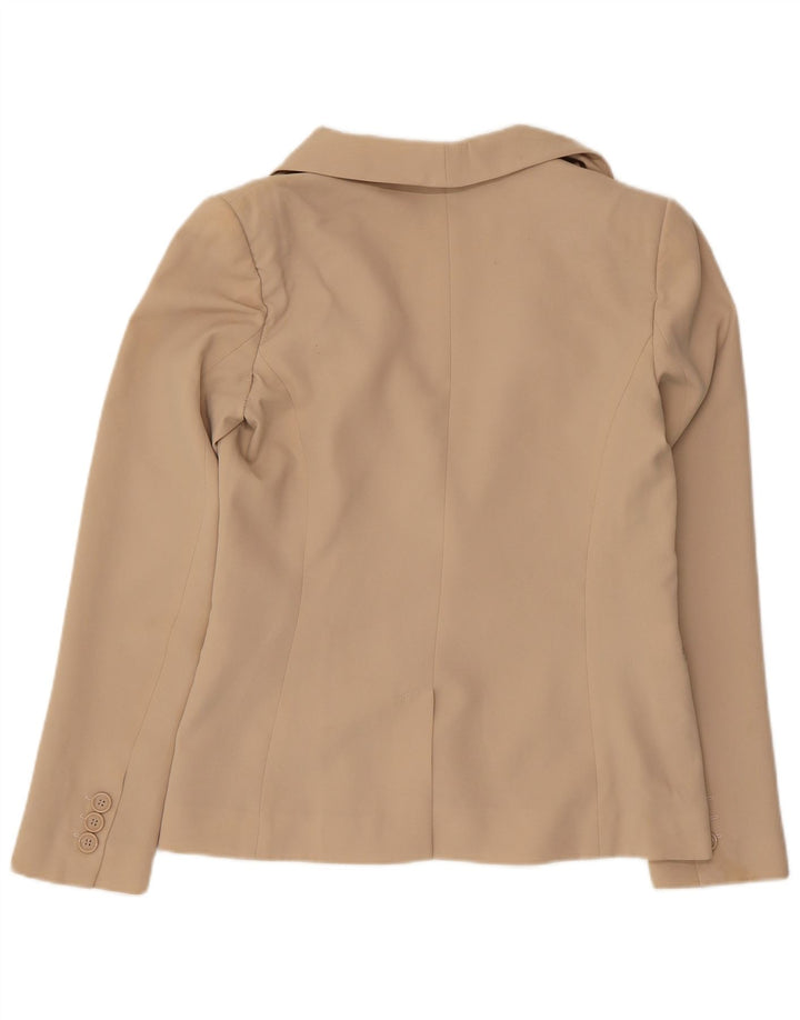 Benetton Damen 1-Knopf-Blazerjacke UK 12 Mittelbeige