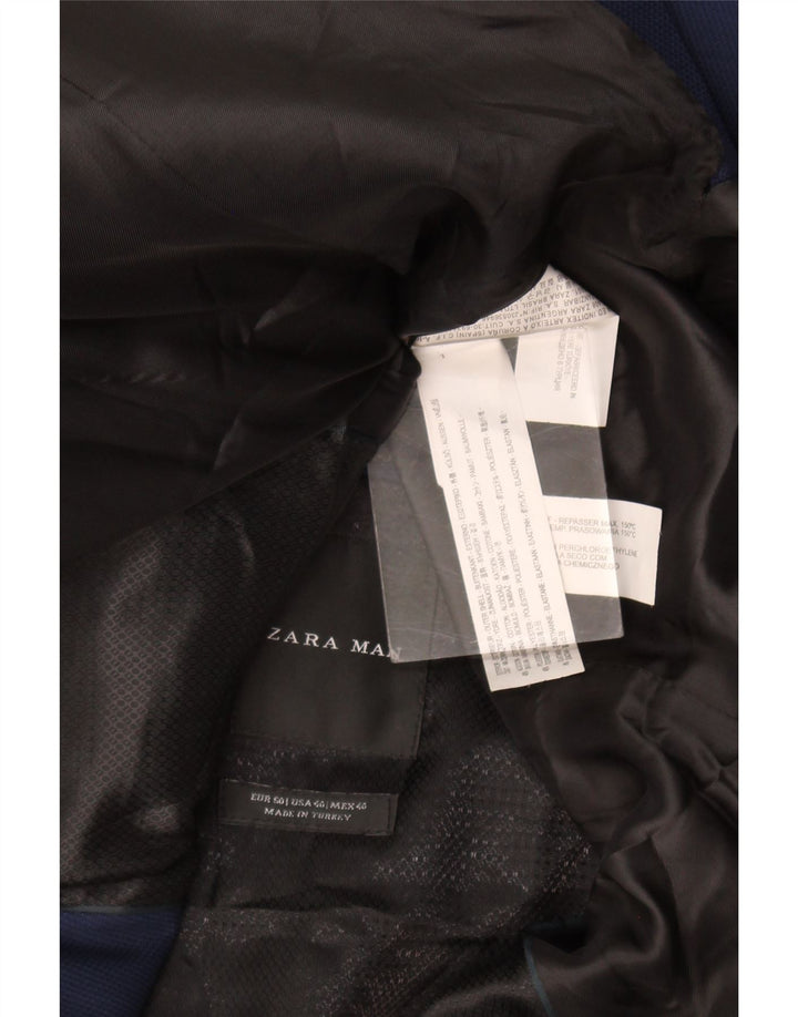 Zara Herren-Blazer mit 2 Knöpfen, EU 50, mittelmarineblaue Baumwolle