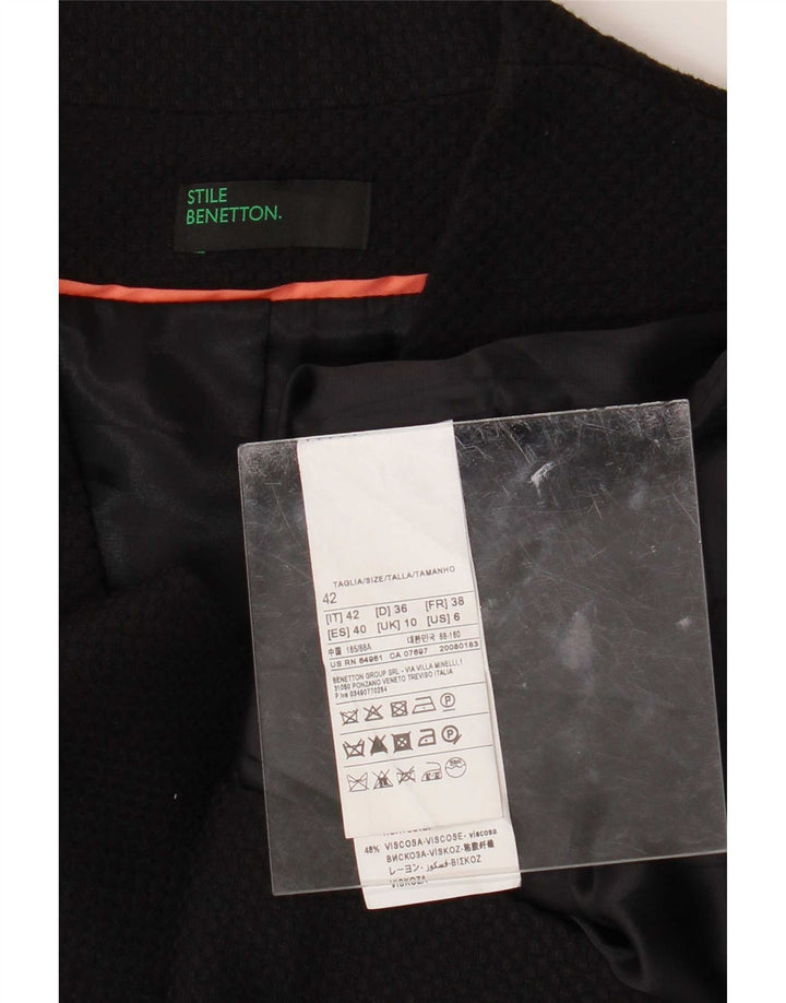 Benetton Damen 1-Knopf-Blazerjacke IT 42 Mittelschwarzes Polyester