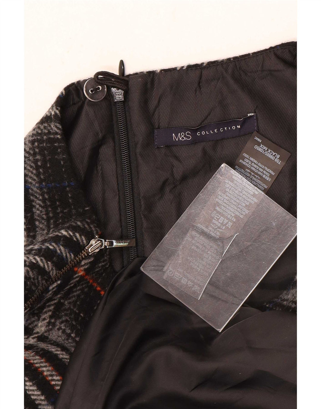 Marks & Spencer Damen Ärmelloses Etuikleid UK 12 Mittelschwarz kariert