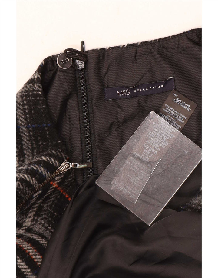 Marks & Spencer Damen Ärmelloses Etuikleid UK 12 Mittelschwarz kariert