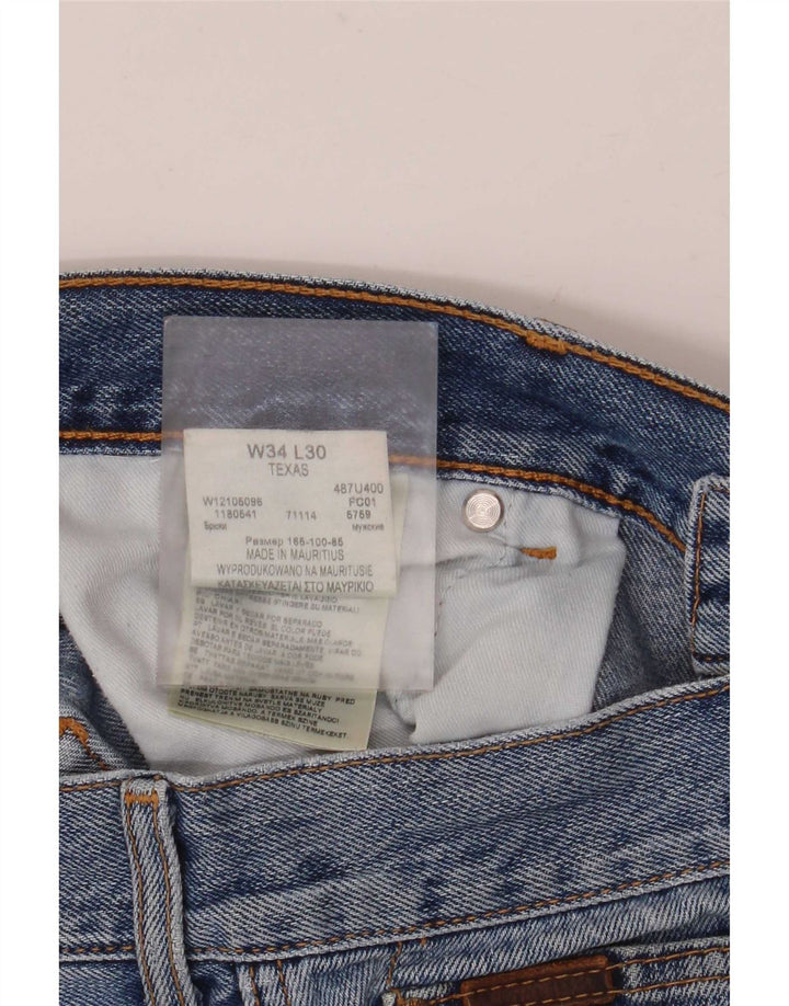 Wrangler Herren Texas Straight Jeans W34 L30 Blaue Baumwolle