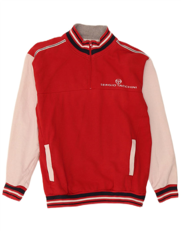 Sergio Tacchini Herren-Sweatshirt mit Grafik, groß, rot, Farbblock