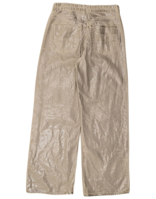 Zara Damen-Jeans mit lockerer Passform und hoher Taille, Größe L, W32, L32, Silber