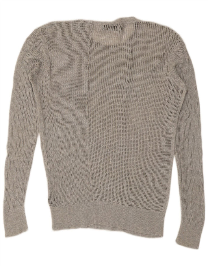 ALL SAINTS Herren-Pullover mit Rundhalsausschnitt, durchsichtig, XS, aus grauer Baumwolle