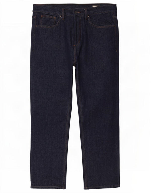 Marks & Spencer Herren Regular Straight Jeans W36 L29 Marineblau Baumwolle