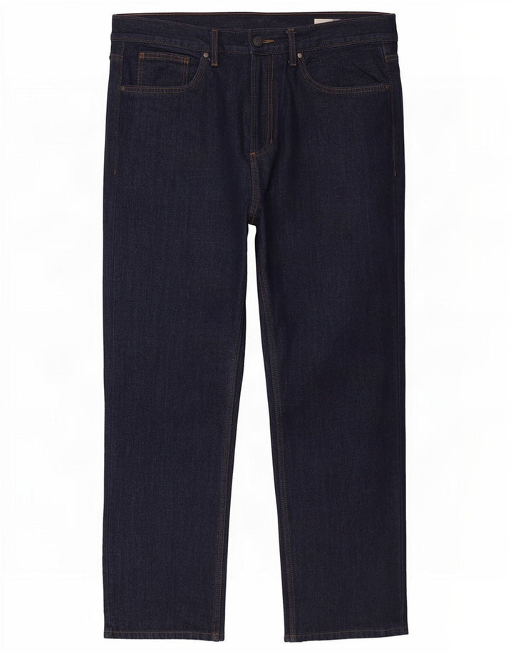 Marks & Spencer Herren Regular Straight Jeans W36 L29 Marineblau Baumwolle