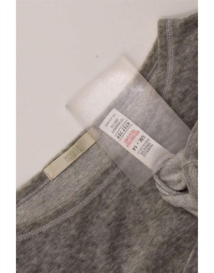 Marks & Spencer Damen Top Langarm UK 14 Large Grau Polyester