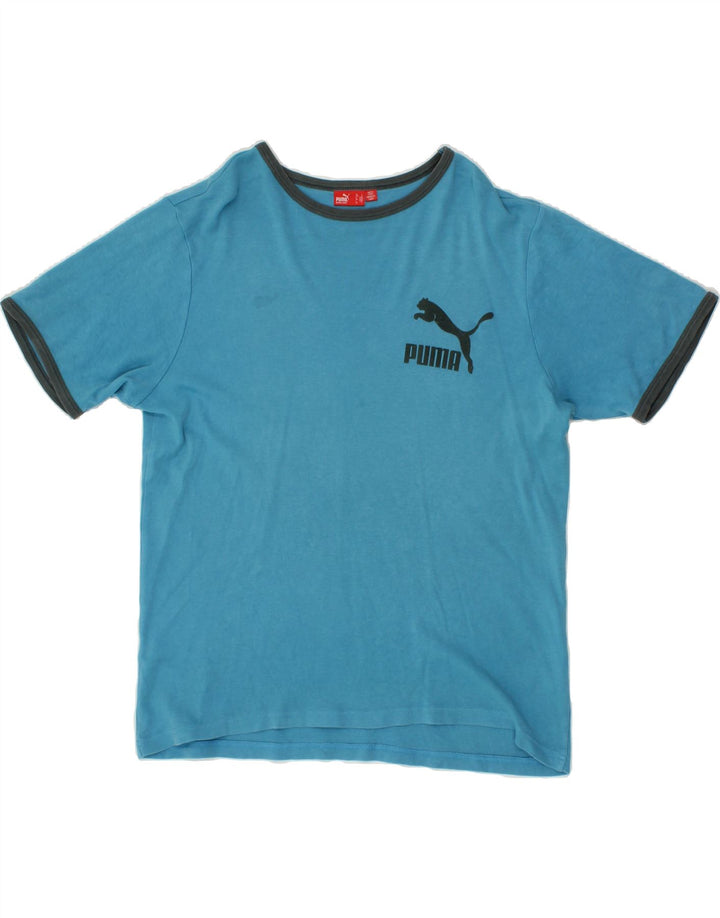 PUMA Mens Graphic T-Shirt Top Large Blue Cotton Vintage Puma and Second-Hand Puma from Messina Hembry 