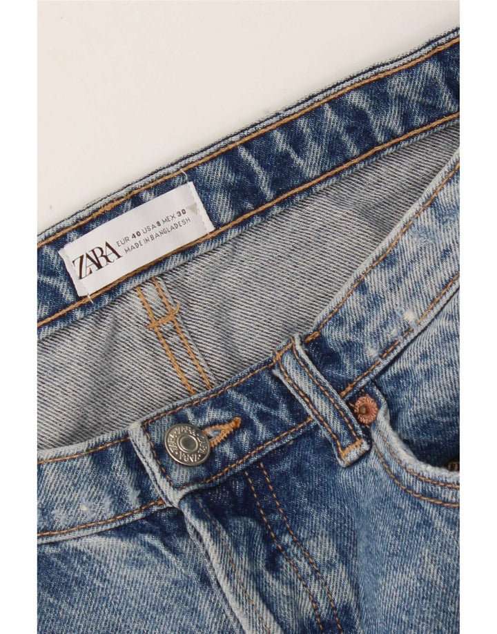 Zara Damen Distressed Denim Shorts EU 40 Medium W30 Blau
