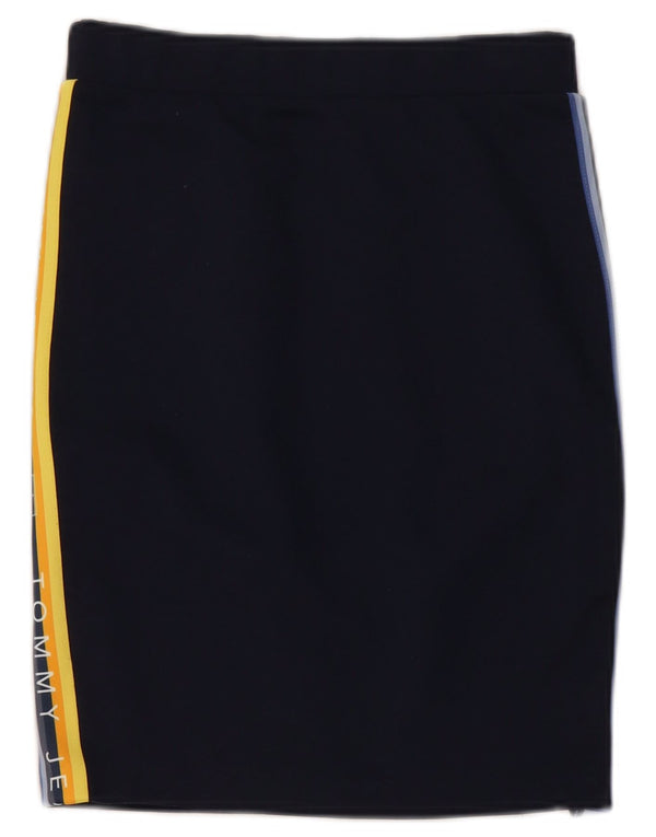 Tommy Hilfiger Damen Bleistiftrock mit Grafik, Größe S, W26, Marineblau, Farbblock